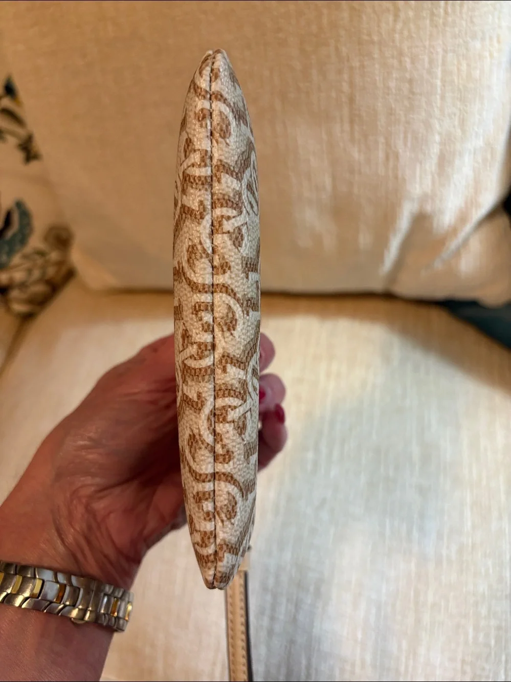 Coach Beige & Cream Signature Wristlet